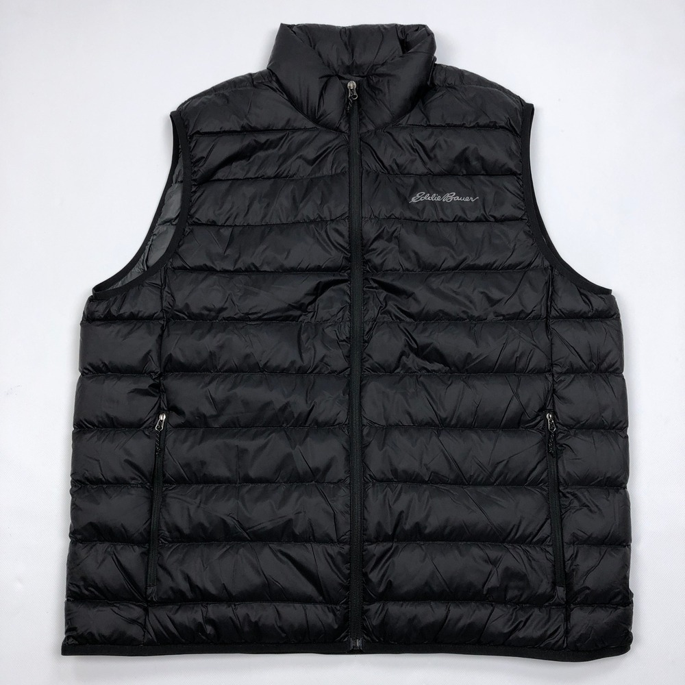 Eddie Bauer EB650 Down Puffer Vest Mens XL Black Quilted Lightweight Full Zip